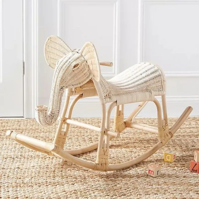 Rattan Rocking Elephant - Safe Product For Kids